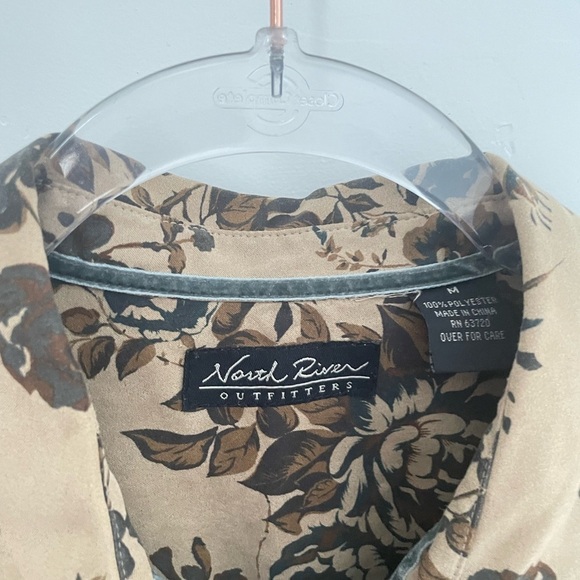 North River Outfitters button up floral long sleeve brown neutral size medium - Picture 2 of 9